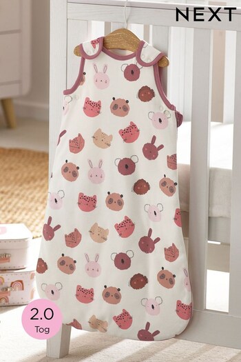 Pink Safari Animals Baby 100% Cotton 2 Tog Sleep Bag (U88266) | £26 - £30