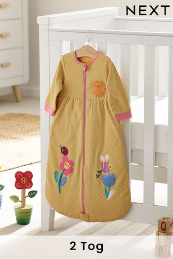 Ochre Yellow Floral Baby 100% Cotton Long Sleeve 2 Tog Sleep Bag (U88279) | £32 - £36