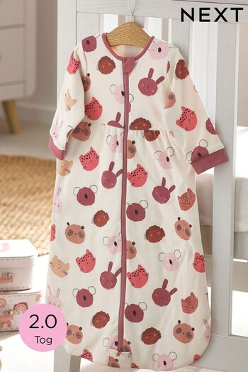 Pink Safari Animals Baby 100% Cotton Long Sleeve 2 Tog Sleep Bag (U88281) | £30 - £34