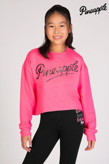 Pineapple Girls Pink Logo Embossed Crop Sweat Top (U88455) | £25