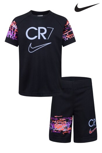 Nike Black Little Kids CR7 DriFIT TShirt and Shorts Set (U88816) | £36