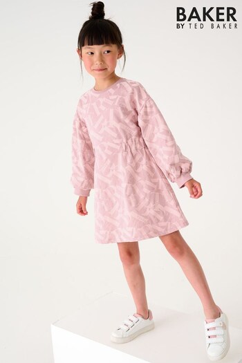 Baker by Ted Baker Pink Stencil Sweat Dress (U88826) | £30 - £37