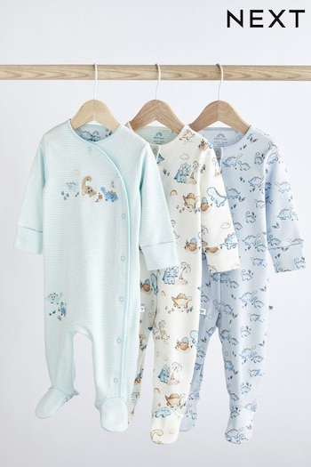 Blue Dinosaur Baby Sleepsuits 3 Pack (0-2yrs) (U88830) | £20 - £22