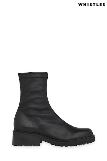 Whistles Paige Stretch Sock Black Boots (U88831) | £215
