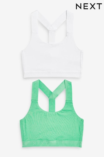 Green/White Atelier-lumieresShops Active Sports Low Impact Crop Tops 2 Pack (U89158) | £20
