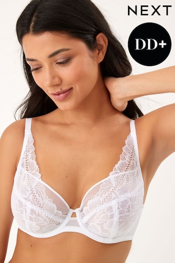 White Non Pad Full Cup DD+ Floral Lace Bra (U89263) | £22