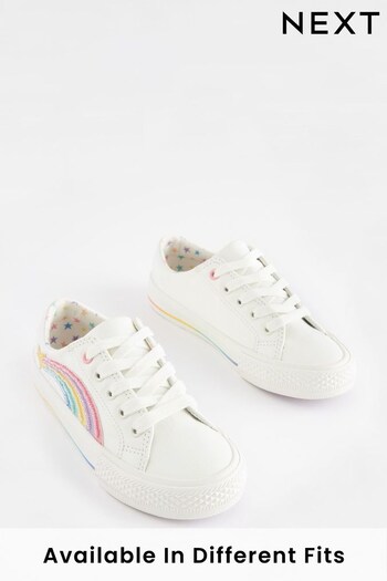 White Rainbow Embellished Wide Fit (G) Lace-Up Trainers (U89266) | £24 - £31