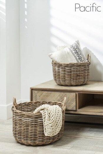 Pacific Set of 2 Grey Kubu Log Storage Baskets (U89882) | £130