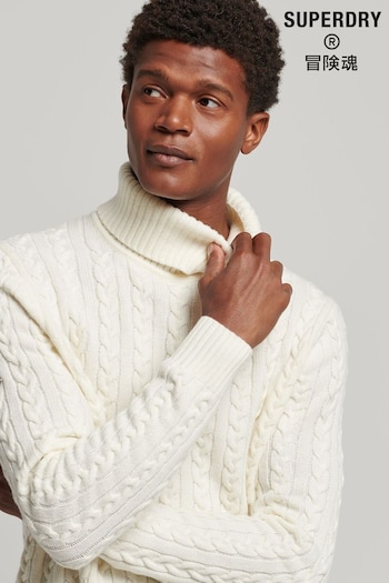 Superdry Cream Cable Roll Neck Jumper (U8A016) | £80