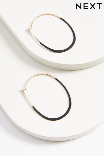 Black Recycled Metal Oval Colour Coated Hoop Earrings (U90027) | £8