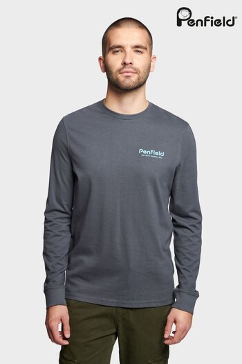 Penfield Black Sketch Mountain Back Graphic Long-Sleeved T-Shirt (U90148) | £40