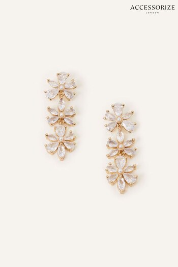 Accessorize White Crystal Flower Drop Earrings (U90357) | £16