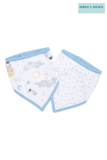 Aden + Anais Baby Natural Essentials Cotton Muslin Space Explorers Bandana Bibs 2 Pack (U90575) | £10