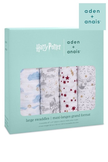 aden + anais Harry Potter™ iconic Large Cotton Muslin Blankets 4 Pack (U90579) | £50