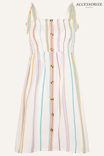 Accessorize Natural Stripe Button-Through Bandeau Dress (U90899) | £32