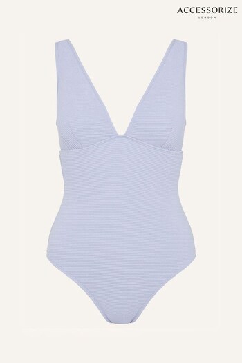 Accessorize Blue Crinkle Plunge Swimsuit (U91103) | £40