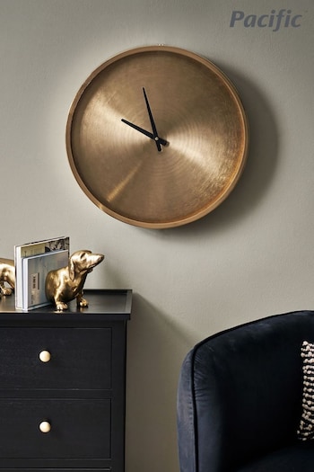 Pacific Antique Brass Round Wall Clock (U91589) | £120