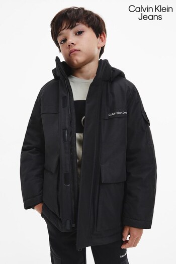 Calvin Orange Klein Jeans Boys Black Back To School Jacket (U91725) | £75