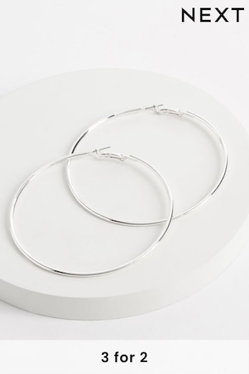 Silver Tone Oversized Hoop Earrings (U91942) | £8