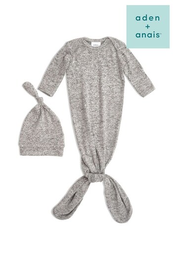 aden + anais™ Snuggle Knit Knotted Gown + Hat Gift Set Heather Grey (U92535) | £28