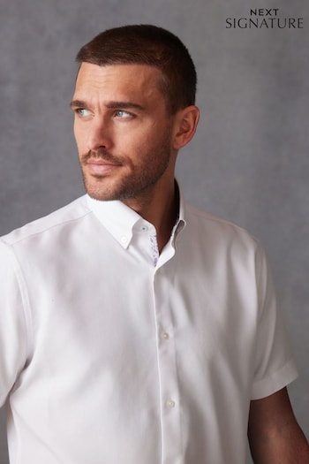 White Regular Fit Short Sleeve Signature Modal Blend Soft Touch Shirt (U92670) | £38