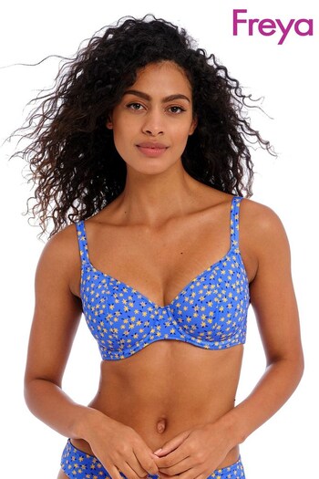 Freya Blue Bluebell Garden Disco Underwire Plunge Bikini Top (U92851) | £40