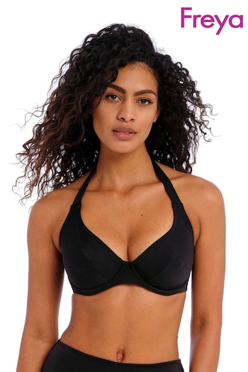Freya Black Jewel Cove Underwire Halter Bikini Top (U92863) | £38