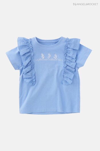 Angel and Rocket Blue Broderie Frill T-Shirt (U92906) | £14 - £19