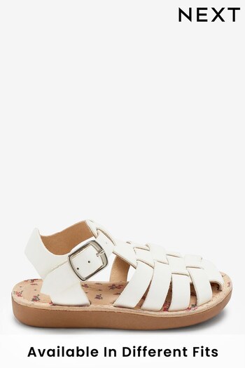 White Wide Fit (G) Fisherman Leather Sandals (U93012) | £23 - £27