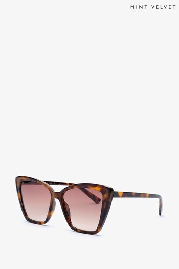 Mint Velvet Brown Catalina Cat-Eye Sunglasses (U93517) | £59