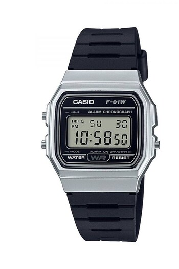 Casio 'Collection' Silver, LCD and Black Stainless Steel Quartz Chronograph Watch (U93662) | £28