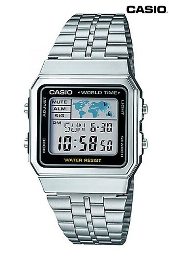 Casio 'Classic' Silver and LCD Stainless Steel Quartz Chronograph Watch (U93664) | £45
