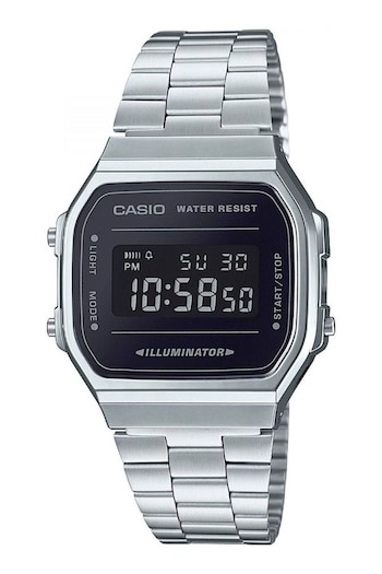 Casio 'Retro' Silver and Black Stainless Steel Quartz Chronograph Watch (U93687) | £44