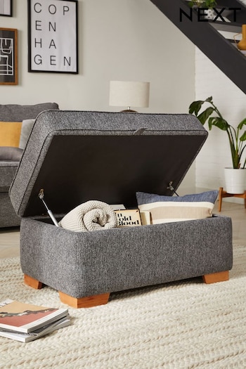 Tweedy Chenille Dark Grey Stamford Sofa Chaise Storage Footstool (U94076) | £250