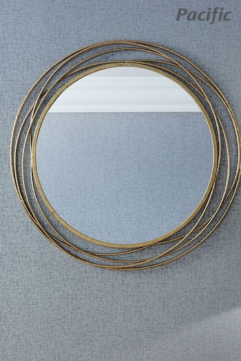 Pacific Antique Gold Metal Round Wall Mirror (U94149) | £150