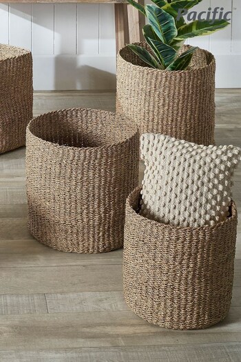 Pacific Set of 3 Natural Woven Seagrass Round Baskets (U94152) | £130