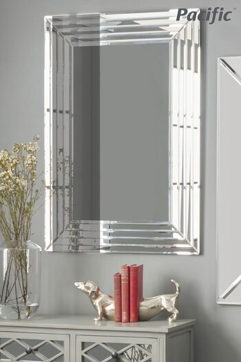 Pacific Silver Mirrored Glass Art Deco Rectangular Wall Mirror (U94157) | £250