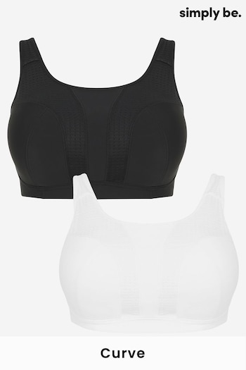 Simply Be White Firm Control Sports Bras 2 Pack (U94166) | £30