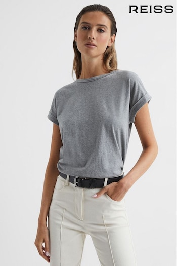 Reiss Grey Tereza Cotton-Jersey Crew Neck T-Shirt (U94370) | £35