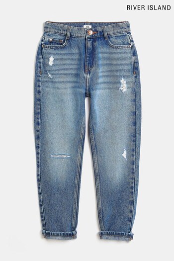 River Island Girls Blue Mid Authentic Mom Jeans (U94523) | £23 - £30