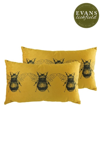 Evans Lichfield 2 Pack Gold Bee Filled Cushions (U94599) | £23