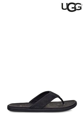 UGG Black Seaside Flip Leather Sandals (U94982) | £70