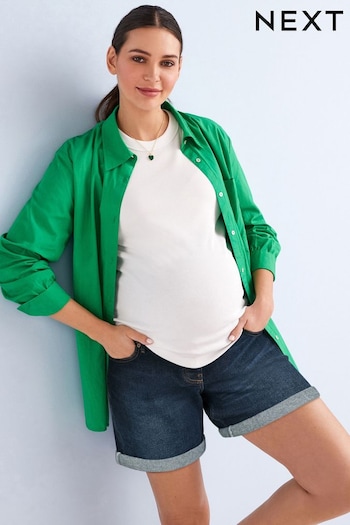 Dark Blue Maternity Mom Style Shorts (U95337) | £34