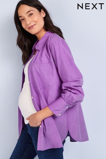 Purple Maternity Nursing Button Down Shirt (U95340) | £32