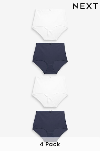 Navy Blue/White Full Brief Cotton Rich Knickers 4 Pack (U95407) | £11