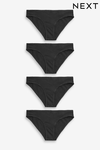 Black Bikini Cotton Rich Knickers 4 Pack (U95409) | £9