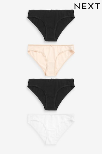 Black/White/Nude Bikini Cotton Rich Knickers 4 Pack (U95410) | £9