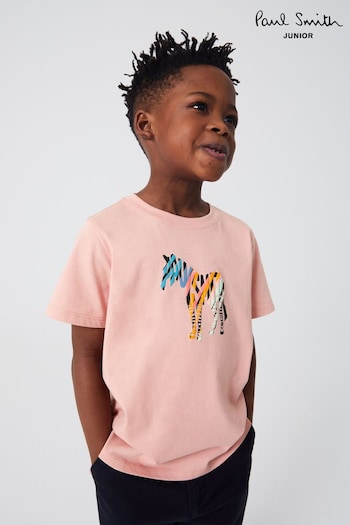 Paul Smith Junior Boys Pink Short Sleeve Zebra T-Shirt (U95455) | £45