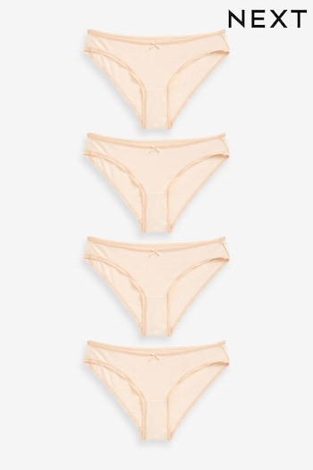 Nude Bikini Cotton Rich Knickers 4 Pack (U95543) | £9