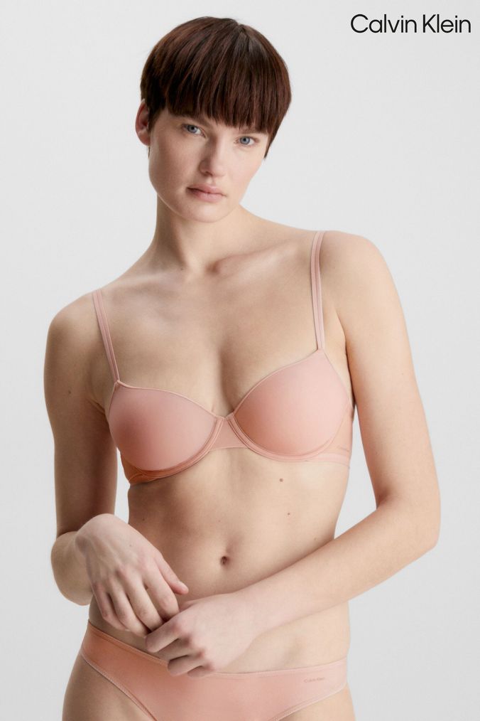 Pink calvin klein bra sale and underwear